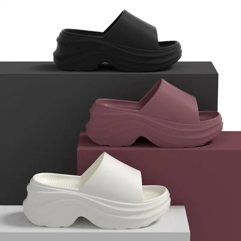 Comfort Thick Bottom Non Slip Beach Slippers Women Summer 2026 Soft EVA Platform Wedge Heel Sandals Woman Height Increase Shoes
