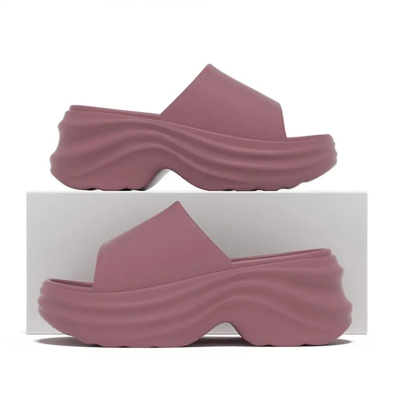 Comfort Thick Bottom Non Slip Beach Slippers Women Summer 2026 Soft EVA Platform Wedge Heel Sandals Woman Height Increase Shoes