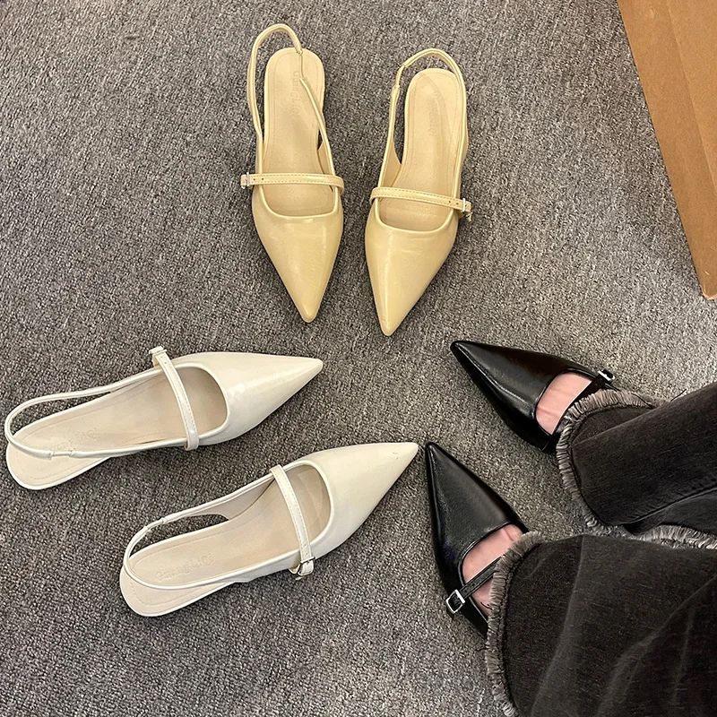 New Spring Women's French-Style Closed-Toe Sandals Luxurious Slip-On Designer Shoes Fashionable and Elegant Party Flat Sandals