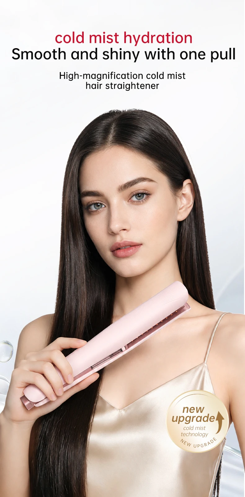 Cold Mist Hair Straightener Steam Flat Iron Anti Frizz Ceramic Coating Negative Ion Rotating Cord Straightener Curler 2 in 1