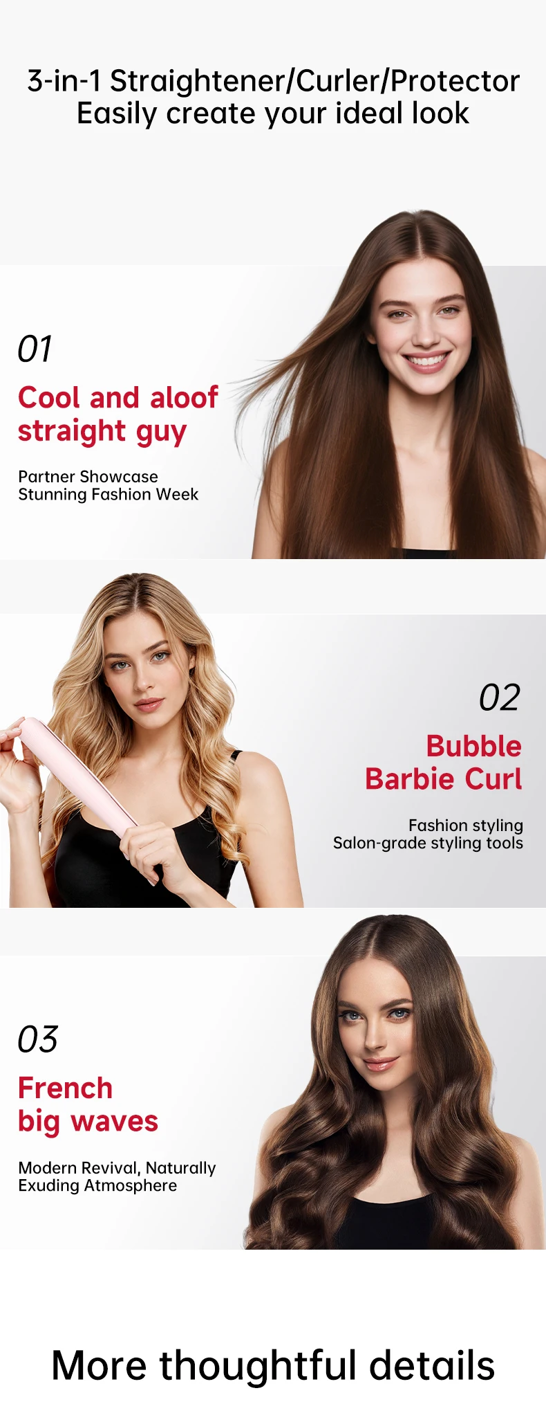 Cold Mist Hair Straightener Steam Flat Iron Anti Frizz Ceramic Coating Negative Ion Rotating Cord Straightener Curler 2 in 1