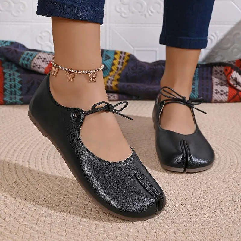 Comfort Flats Heel Silver Designer Tabi Shoes Women Summer 2026 Lightweight Lace Up Bowknot Ballet Flat Shoe Woman's Loafers