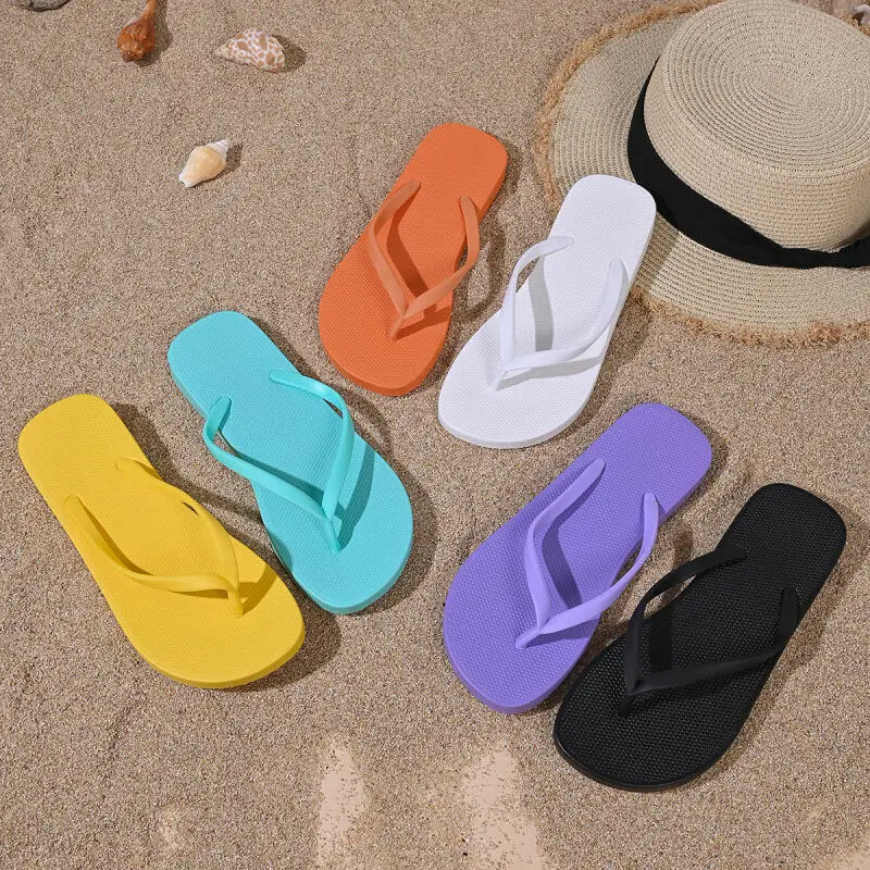 2026 Summer Beach Candy Color Flip Flops Women Comfortable Soft Sole Flat Heels Clip Toe Sandals Woman Anti Slip EVA Slippers 41