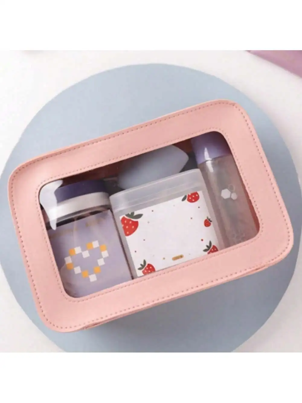 Medium PU Transparent Single-Sided Makeup Bag, Lipstick Makeup Brush, Cosmetics Large Capacity Storage Makeup Bag