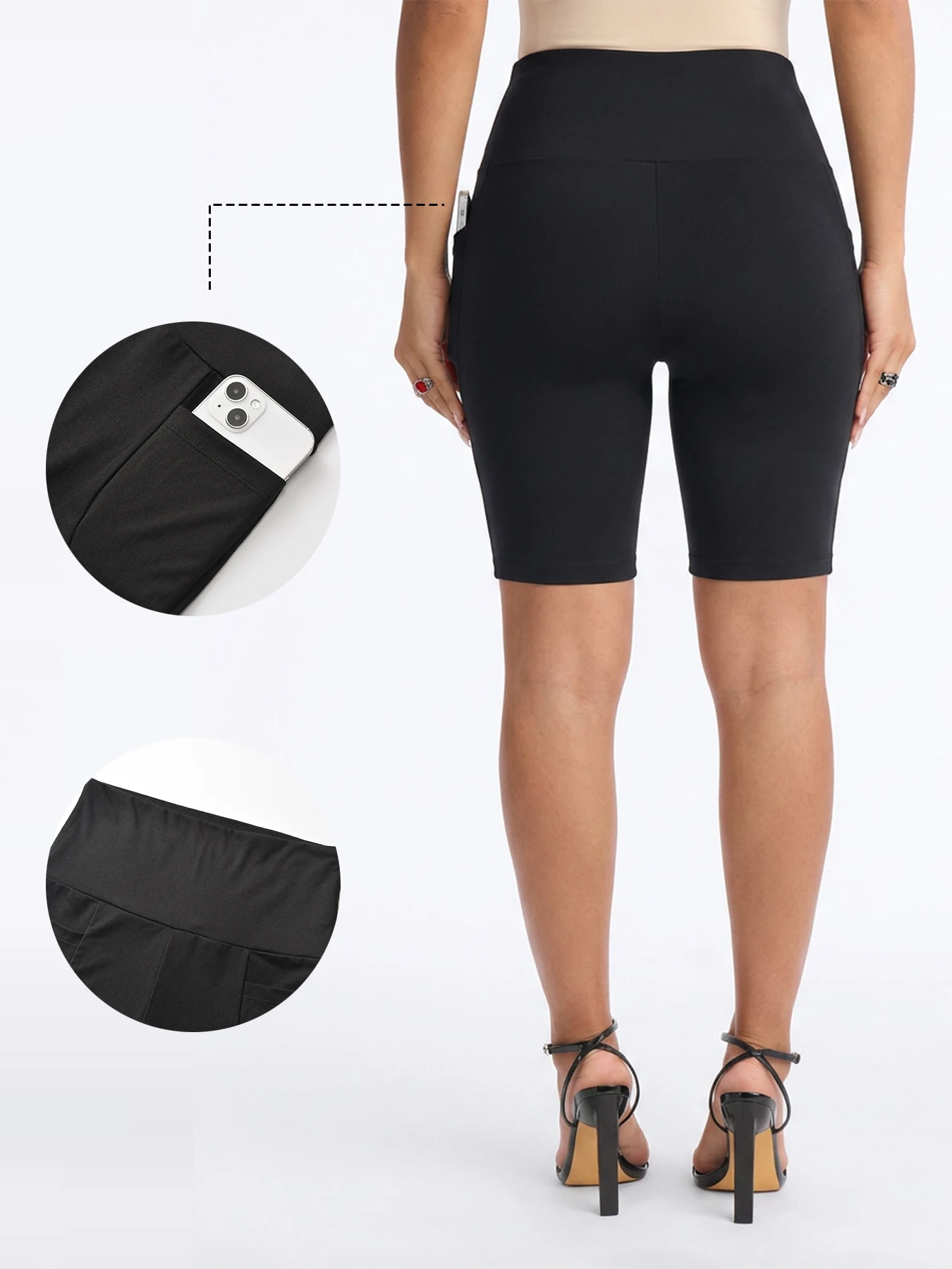 High Waisted Biker Shorts For Women With Pockets, Super Soft Tummy Control Workout Running Yoga Athletic Shorts