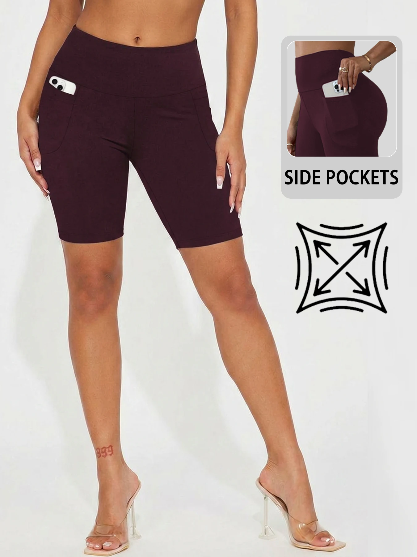 High Waisted Biker Shorts For Women With Pockets, Super Soft Tummy Control Workout Running Yoga Athletic Shorts