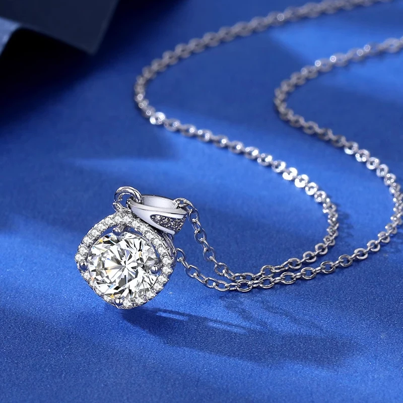 S925 Silver Crescent Moissanite D VVS Women's Necklace Luxury Star and Moon Pendant Elegant Clavicle Chain Cute Jewelry