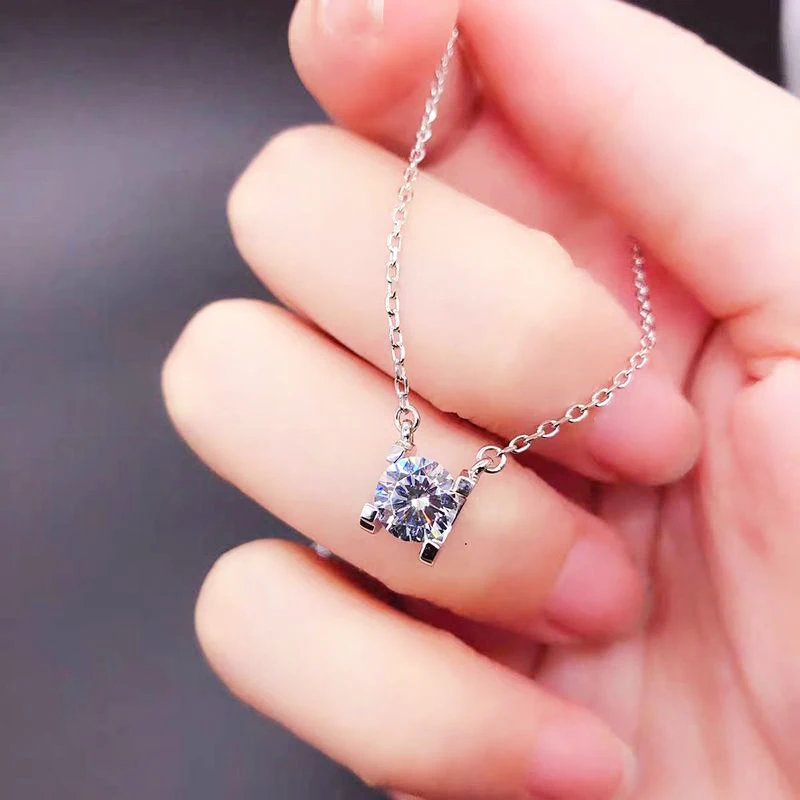S925 Silver Crescent Moissanite D VVS Women's Necklace Luxury Star and Moon Pendant Elegant Clavicle Chain Cute Jewelry
