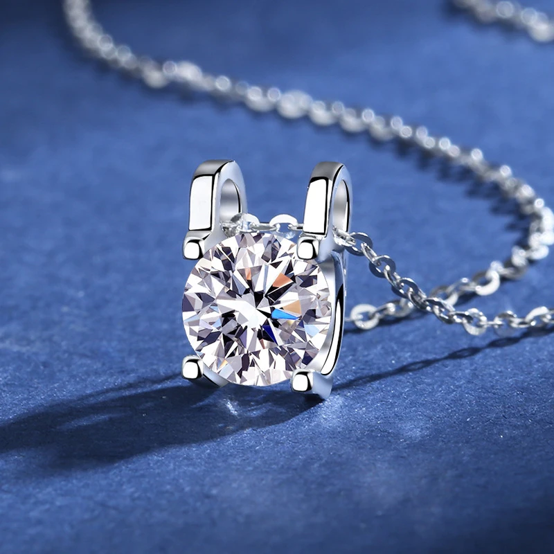 S925 Silver Crescent Moissanite D VVS Women's Necklace Luxury Star and Moon Pendant Elegant Clavicle Chain Cute Jewelry