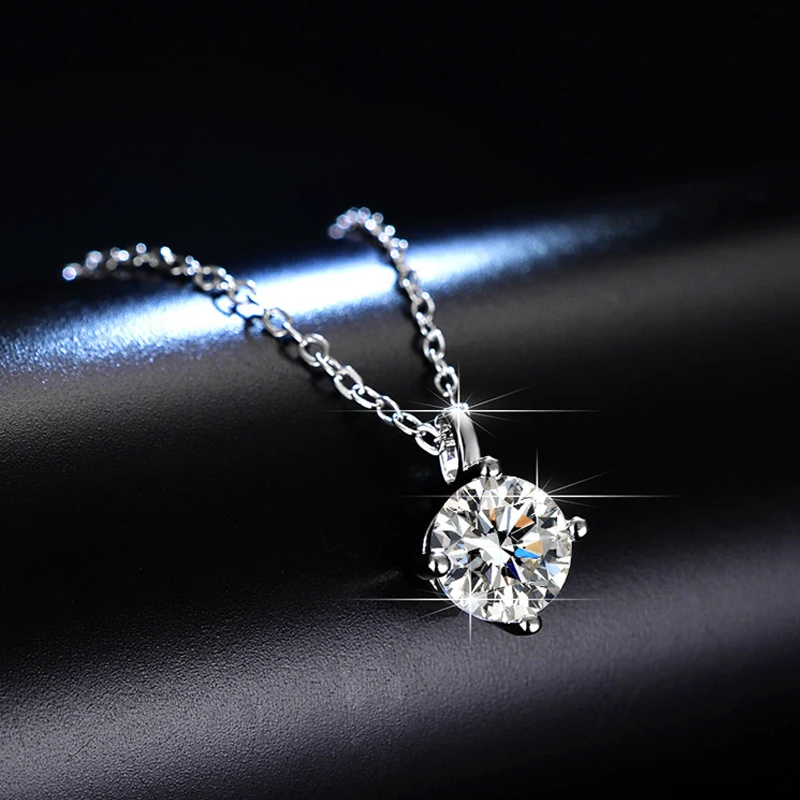 S925 Silver Crescent Moissanite D VVS Women's Necklace Luxury Star and Moon Pendant Elegant Clavicle Chain Cute Jewelry