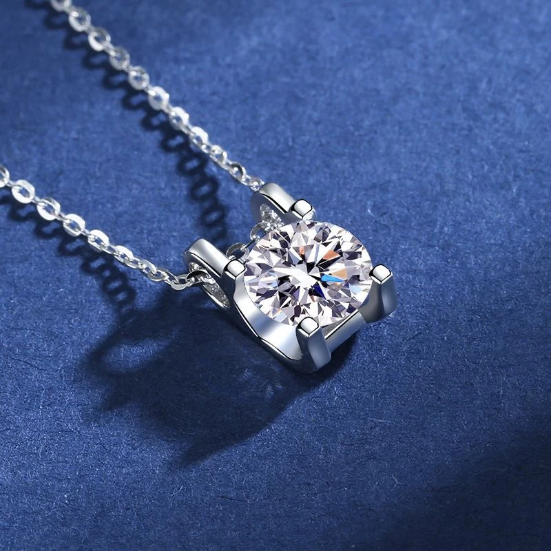 S925 Silver Crescent Moissanite D VVS Women's Necklace Luxury Star and Moon Pendant Elegant Clavicle Chain Cute Jewelry