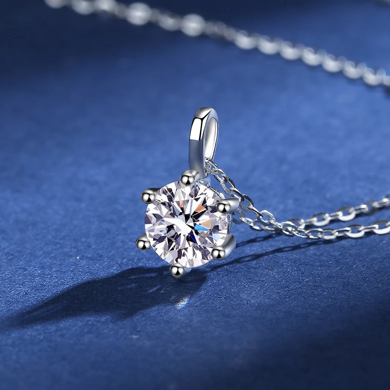 S925 Silver Crescent Moissanite D VVS Women's Necklace Luxury Star and Moon Pendant Elegant Clavicle Chain Cute Jewelry