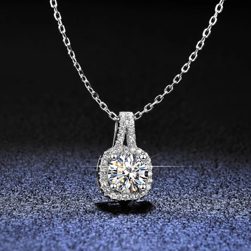 S925 Silver Crescent Moissanite D VVS Women's Necklace Luxury Star and Moon Pendant Elegant Clavicle Chain Cute Jewelry