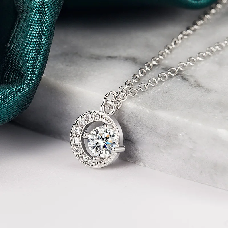 S925 Silver Crescent Moissanite D VVS Women's Necklace Luxury Star and Moon Pendant Elegant Clavicle Chain Cute Jewelry
