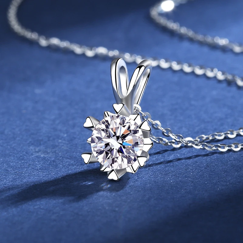 S925 Silver Crescent Moissanite D VVS Women's Necklace Luxury Star and Moon Pendant Elegant Clavicle Chain Cute Jewelry