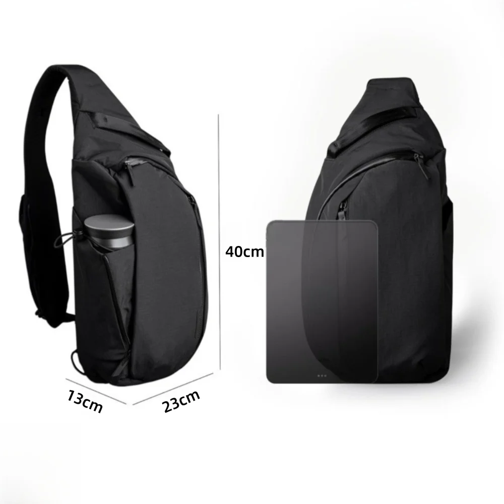 Fashion Simple Crossbody Bag with Water Bottle Pocket Casual Sling Backpack Solid Color Shoulder Bag Outdoor Sport