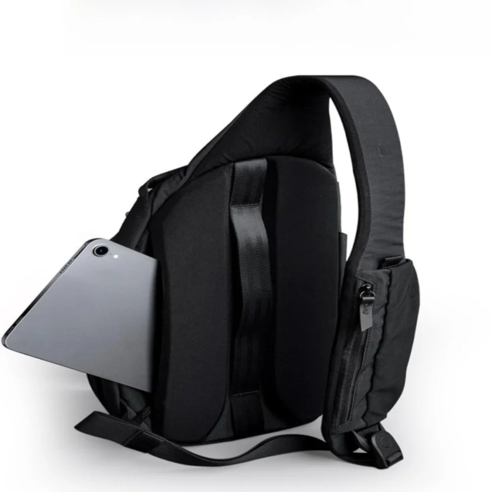 Fashion Simple Crossbody Bag with Water Bottle Pocket Casual Sling Backpack Solid Color Shoulder Bag Outdoor Sport
