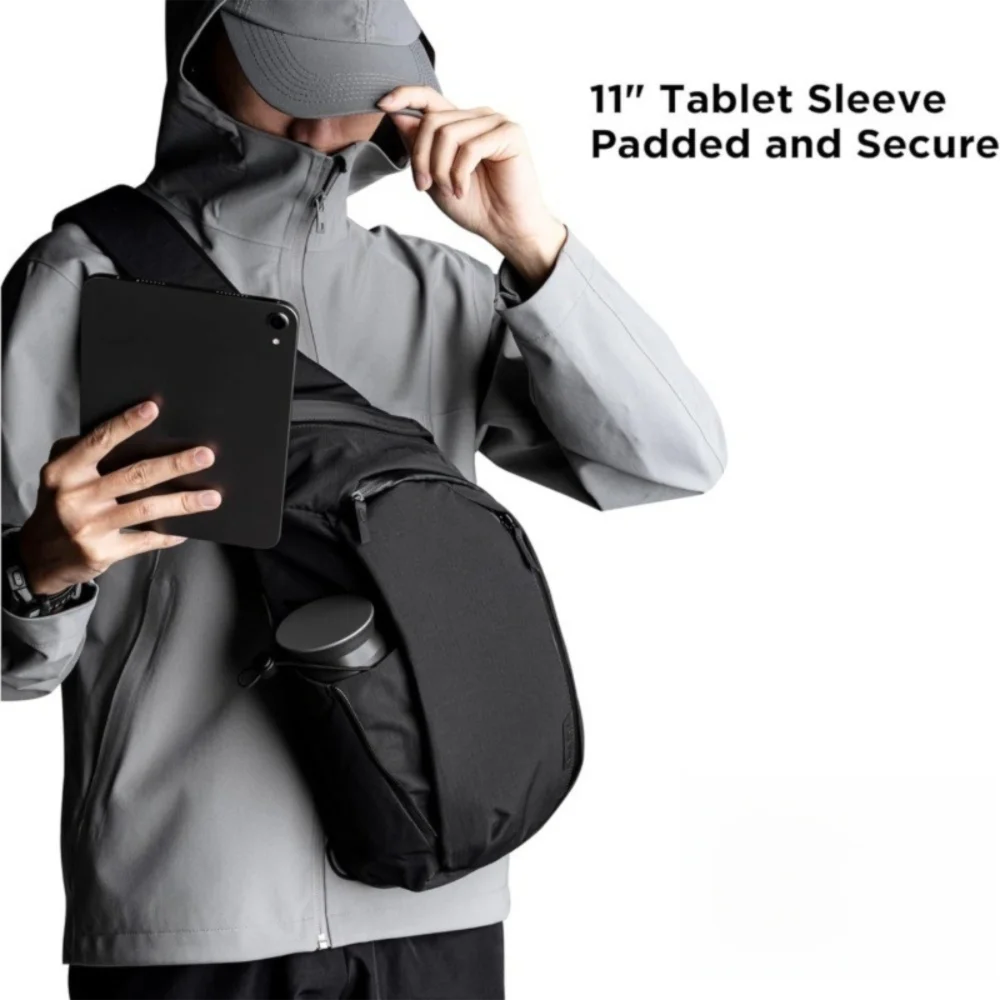 Fashion Simple Crossbody Bag with Water Bottle Pocket Casual Sling Backpack Solid Color Shoulder Bag Outdoor Sport