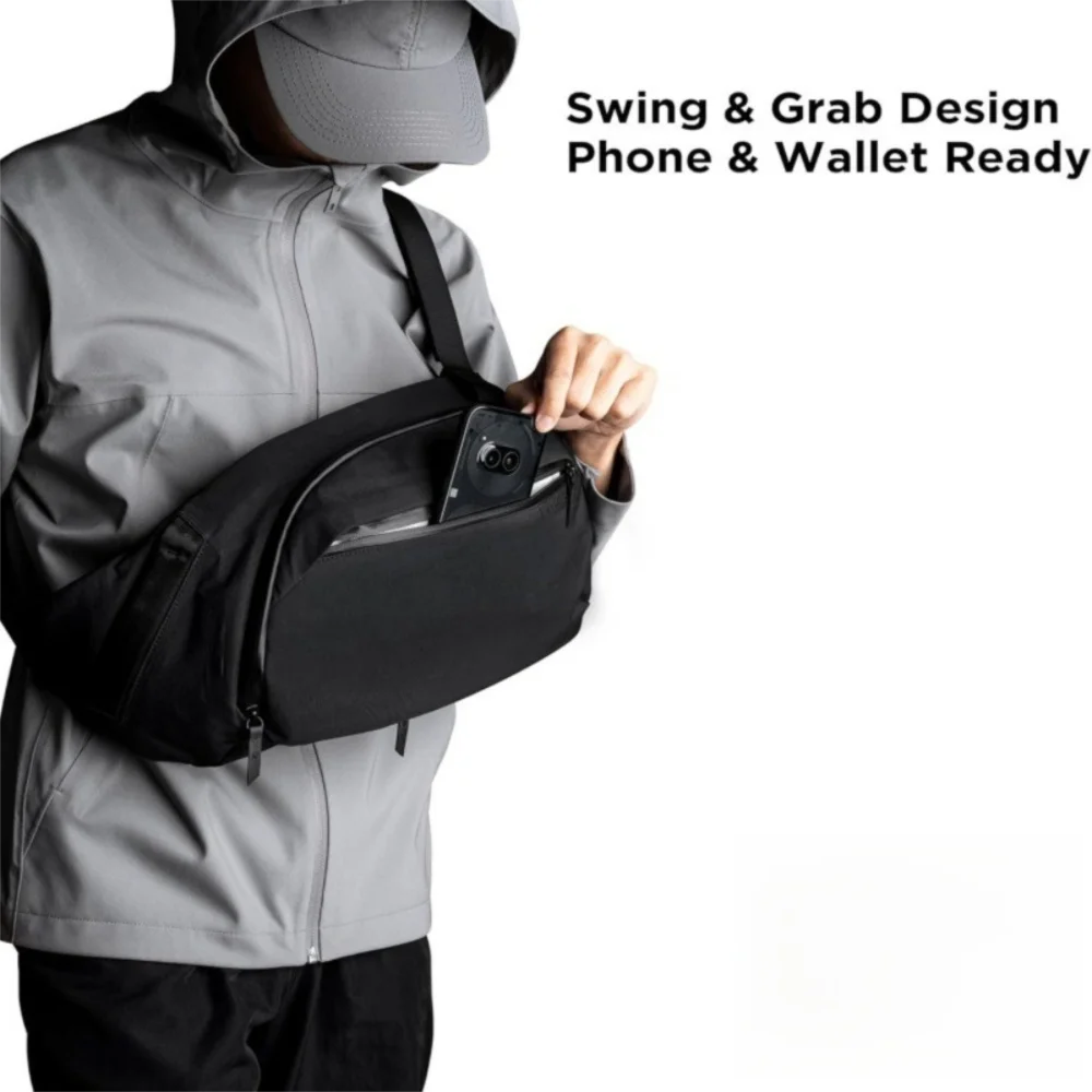 Fashion Simple Crossbody Bag with Water Bottle Pocket Casual Sling Backpack Solid Color Shoulder Bag Outdoor Sport