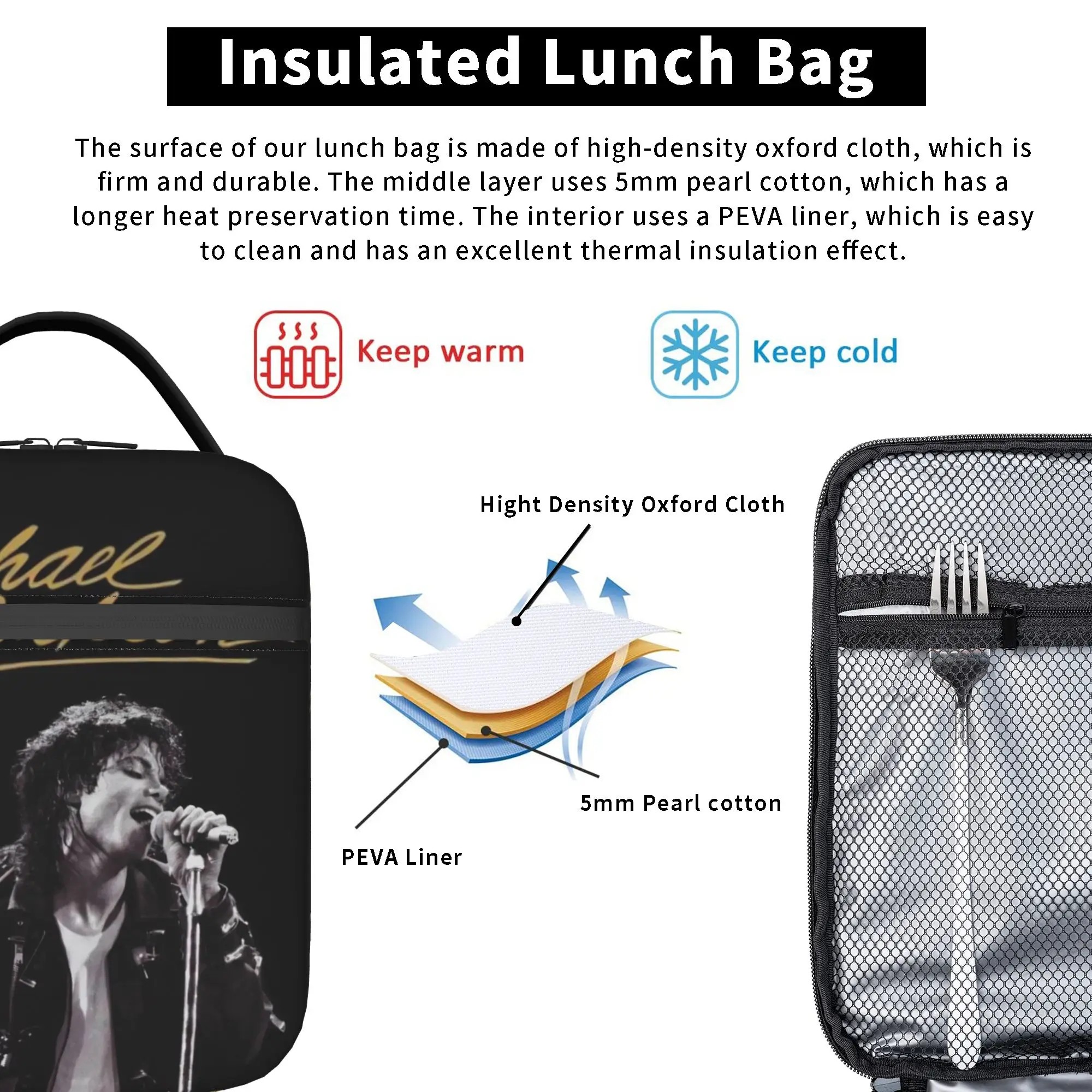 Insulated Lunch Bags Singer Michael Jacksons MJ Tour 2026 Merch Food Box INS Trendy Thermal Cooler Lunch Box For School