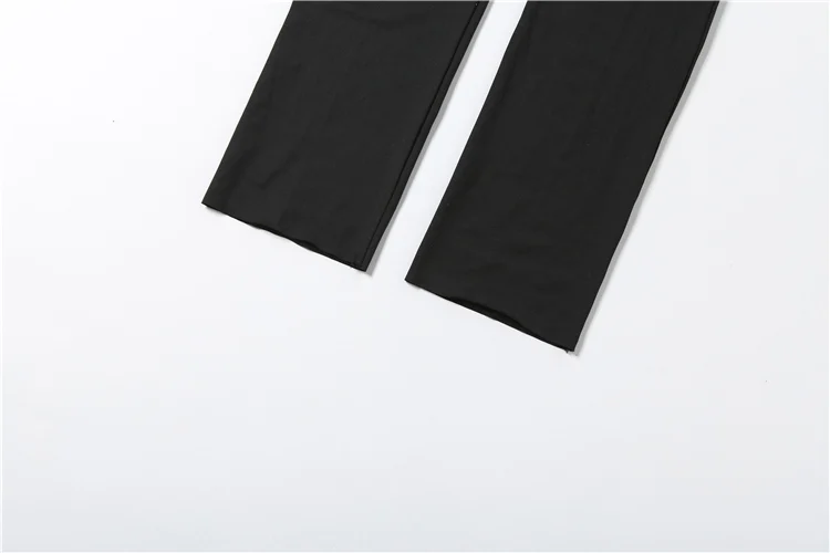 Weird Puss Hollow 2-Piece Set Women Tassel Bandage Low-Neck Sleeveless Backless Playsuits+Simple Leg Sleeve Midnight Sexy Suit