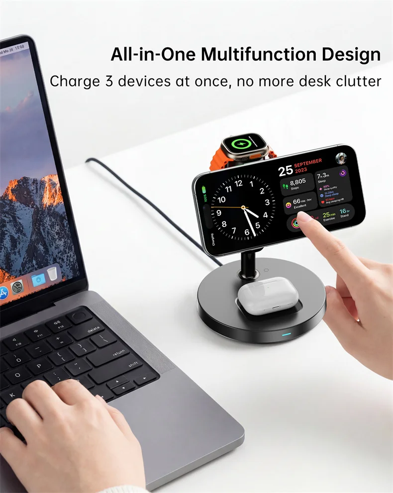 HaaYot Qi2.2 25W Magnetic Wireless Charger Stand for iPhone 17/16 Fast Charging,AI Cooling Charging Pad for Galaxy S25/S26 Ultra