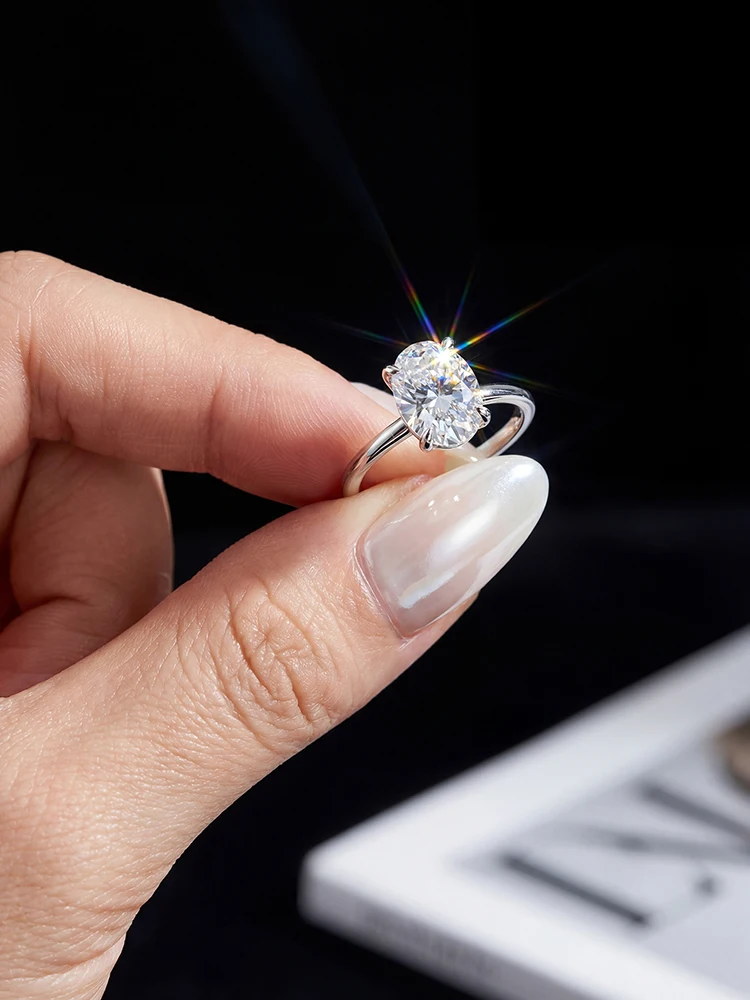 Fashion 1-2 Carat Brilliant Oval Moissanite Diamond Engagement Wedding Rings for Women 925 Sterling Silver Fine Jewelry