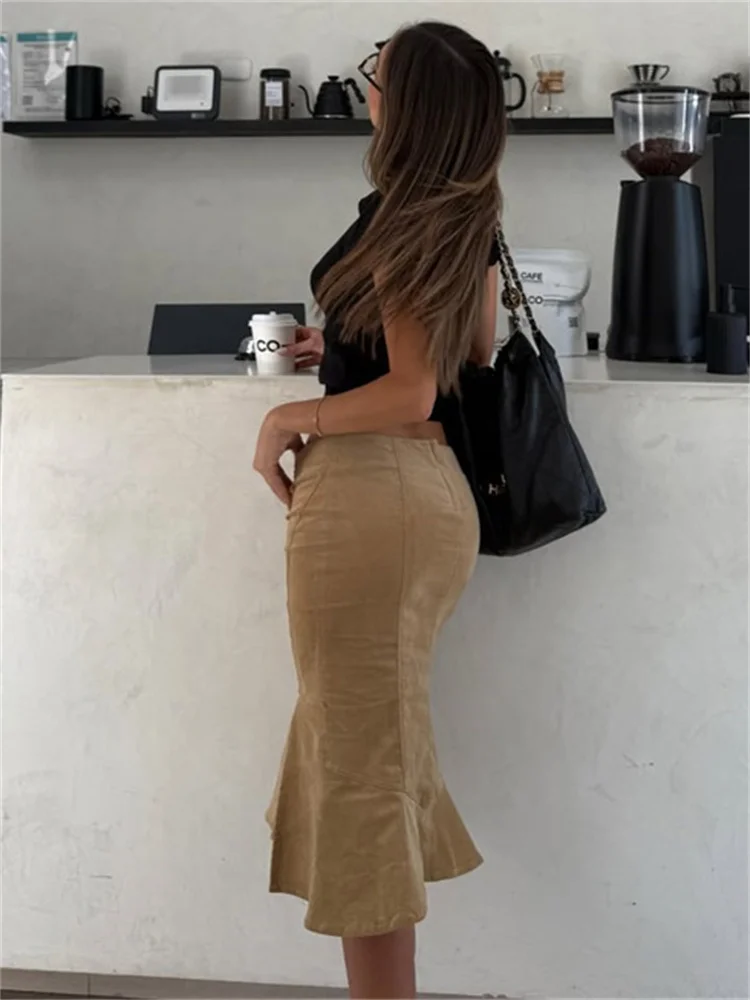 Summer Vintage Printed Long Skirt Female High Waist Commute Side Split Elegant Contrast Clothes Women's Slim Maxi Skirt 2026 New