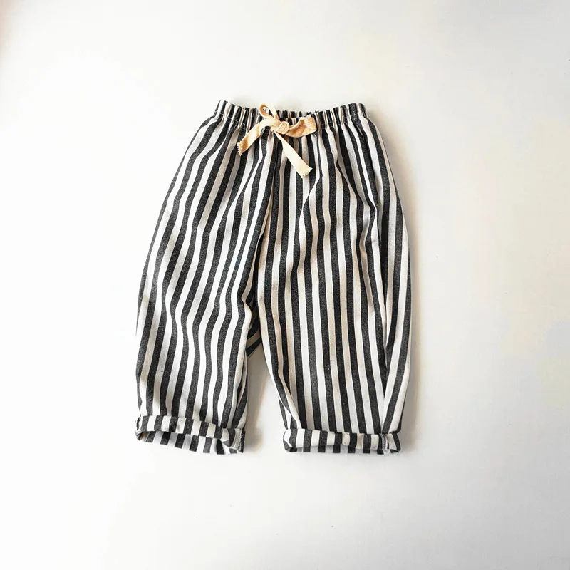 Kids Pants Toddler Striped Cotton Linen Pants Loose Fit Casual Summer Trousers for Children