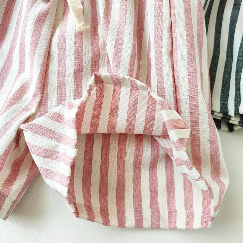 Kids Pants Toddler Striped Cotton Linen Pants Loose Fit Casual Summer Trousers for Children