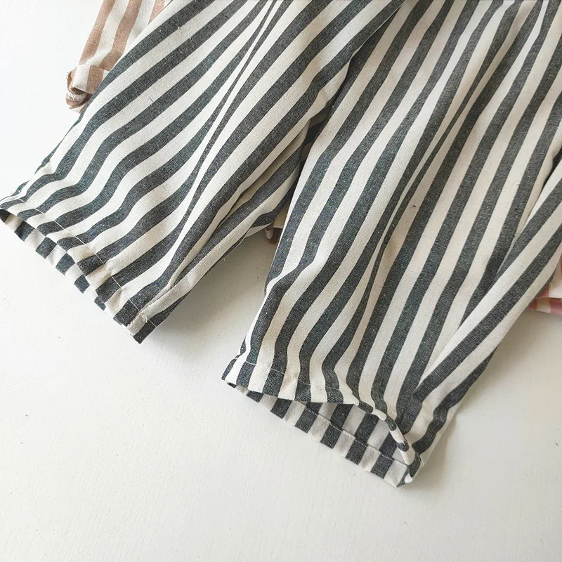 Kids Pants Toddler Striped Cotton Linen Pants Loose Fit Casual Summer Trousers for Children