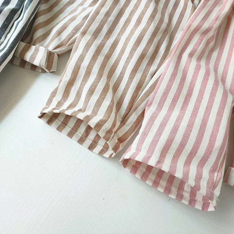 Kids Pants Toddler Striped Cotton Linen Pants Loose Fit Casual Summer Trousers for Children