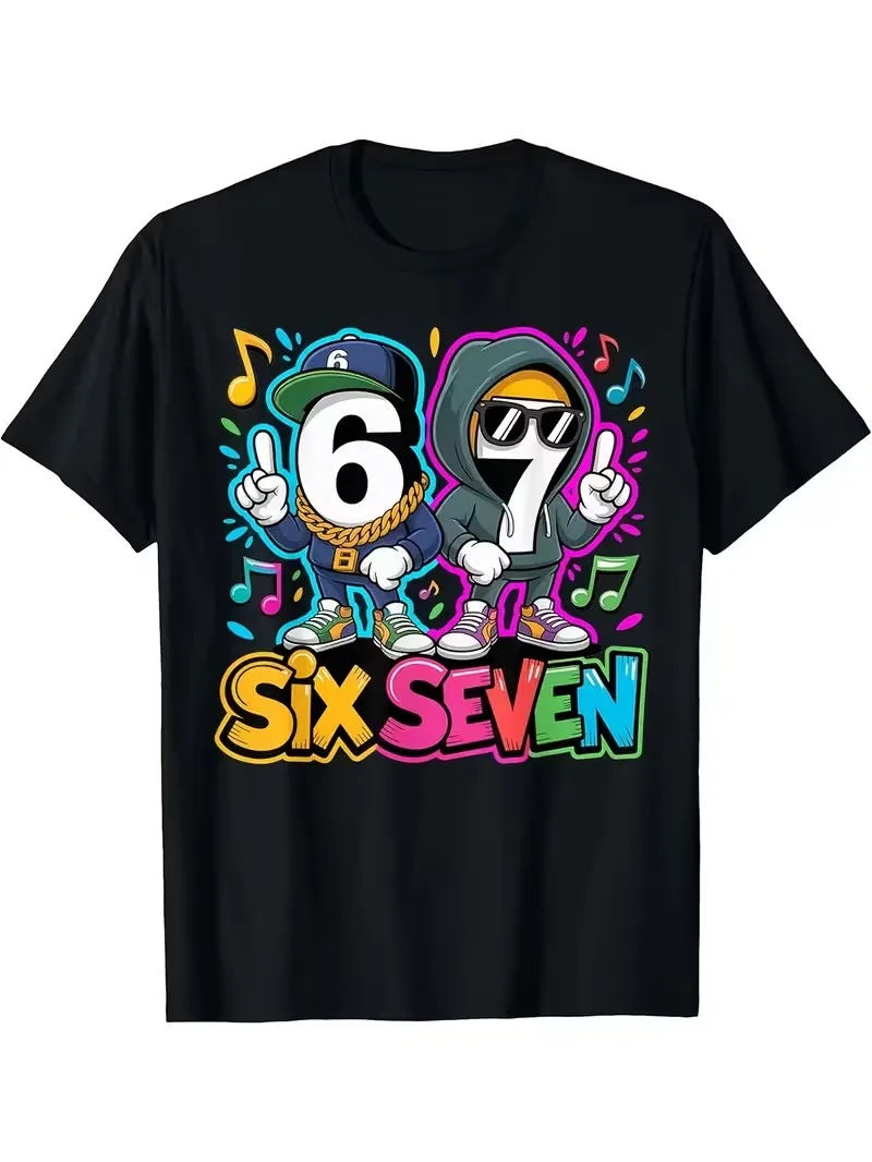 Italian Brainrot Brush Boys Cotton T-Shirt SIX SEVEN 67 Digital Puzzle Print Kids Casual Top Children's Short Sleeved Tee Shirt