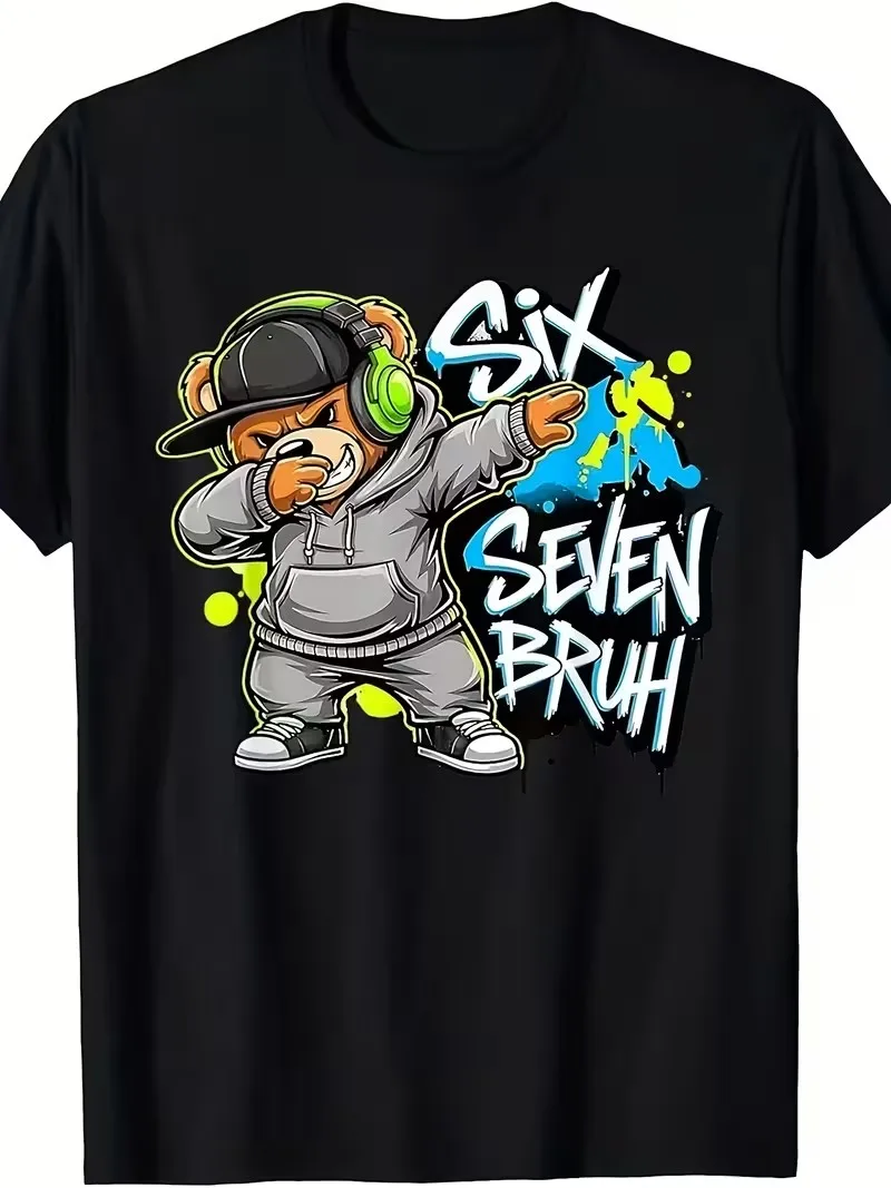 Italian Brainrot Brush Boys Cotton T-Shirt SIX SEVEN 67 Digital Puzzle Print Kids Casual Top Children's Short Sleeved Tee Shirt