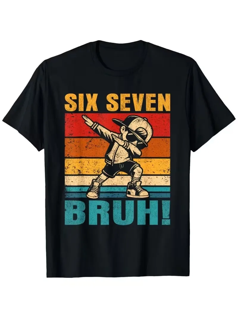Italian Brainrot Brush Boys Cotton T-Shirt SIX SEVEN 67 Digital Puzzle Print Kids Casual Top Children's Short Sleeved Tee Shirt