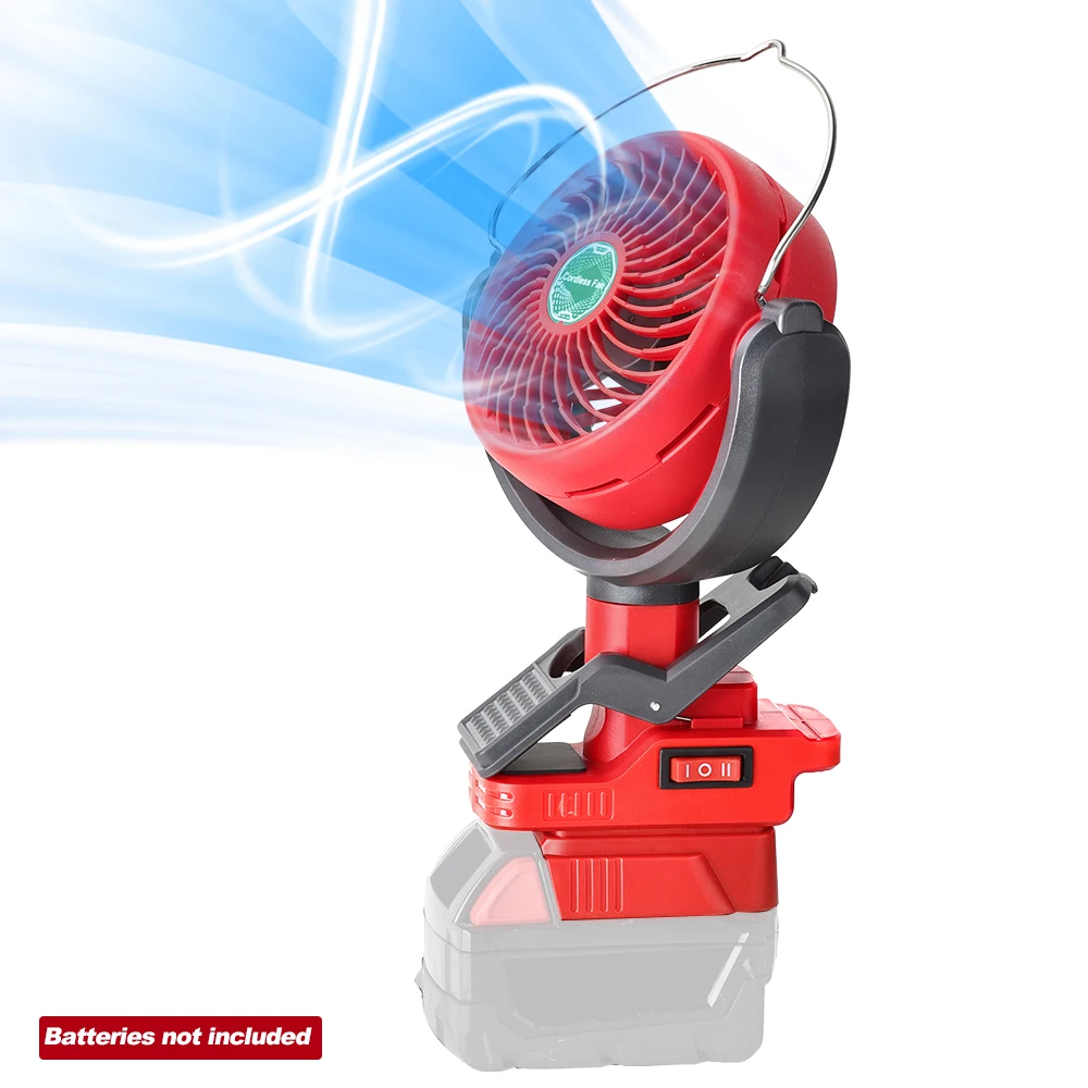 Cordless Clip Fan for Milwaukee M18 18V Battery 2 Speed Dual USB Portable for Stroller Camping Outdoor (Battery Not Included)