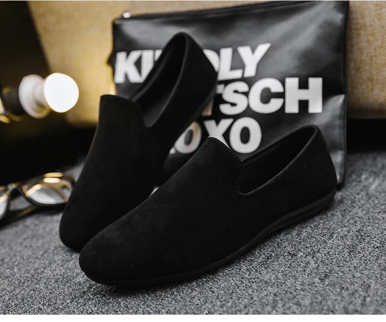 Hot Sale Black Loafers Men Summer Flat Shoes Comfortable Lightweight Men's Casual Shoes Non-slip Slip-on Shoes Man Lazy Shoes