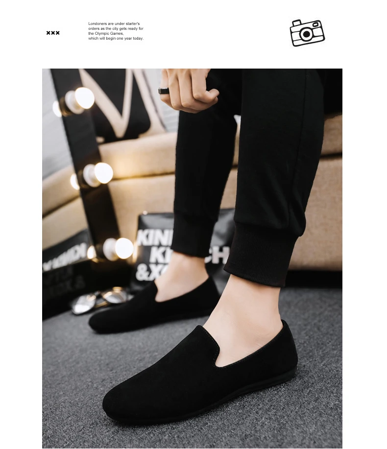 Hot Sale Black Loafers Men Summer Flat Shoes Comfortable Lightweight Men's Casual Shoes Non-slip Slip-on Shoes Man Lazy Shoes
