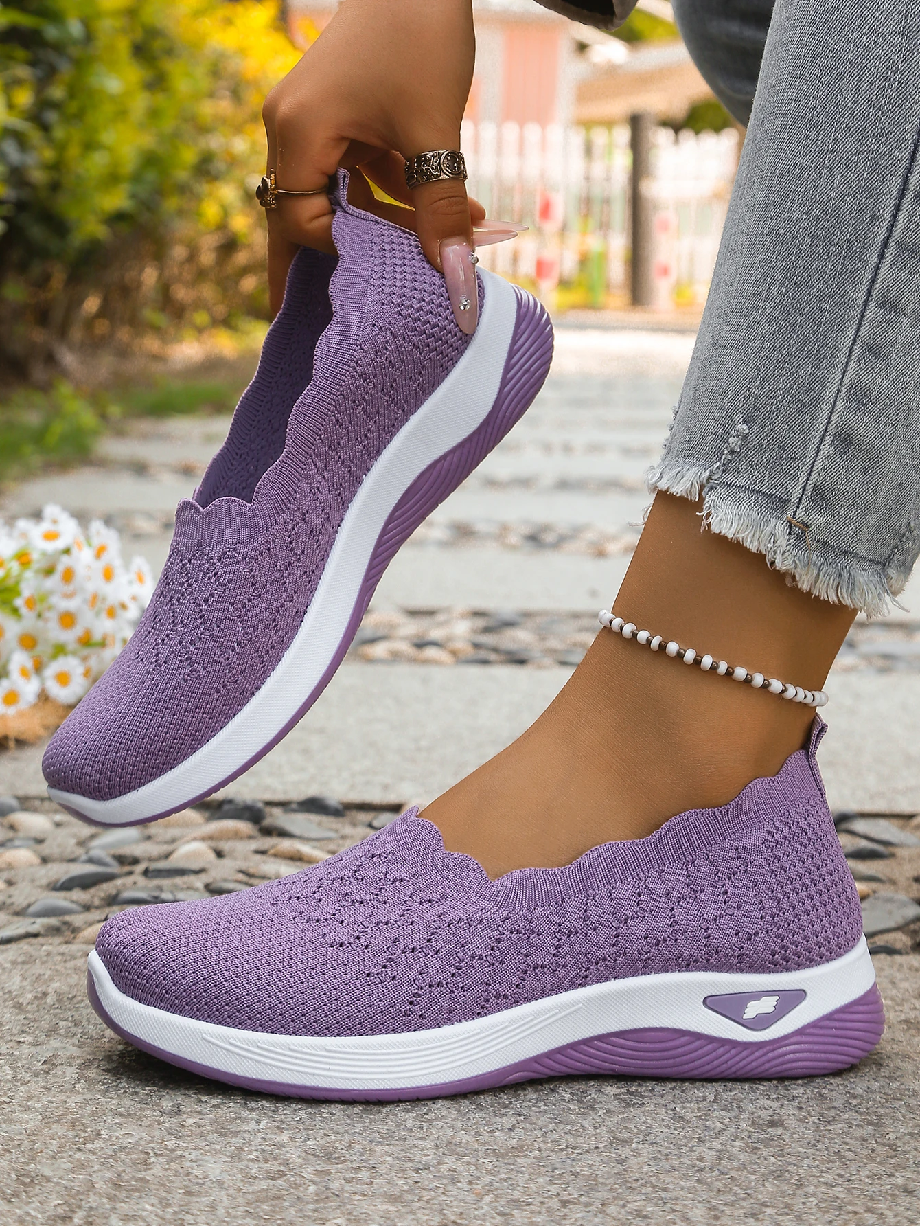 Women shoes Orthopedic Knit Walking Shoes Breathable Slip-On Loafers Soft Non-Slip Wedge Sneakers Comfortable Casual Footwear