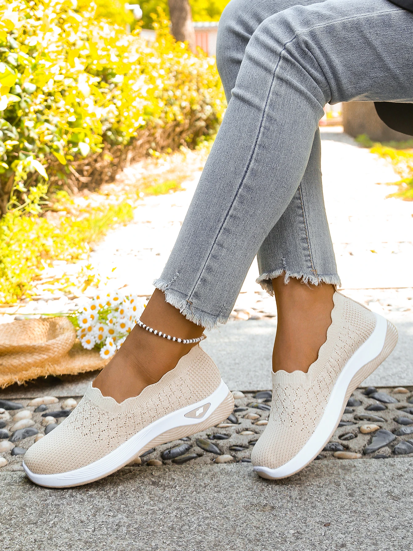 Women shoes Orthopedic Knit Walking Shoes Breathable Slip-On Loafers Soft Non-Slip Wedge Sneakers Comfortable Casual Footwear