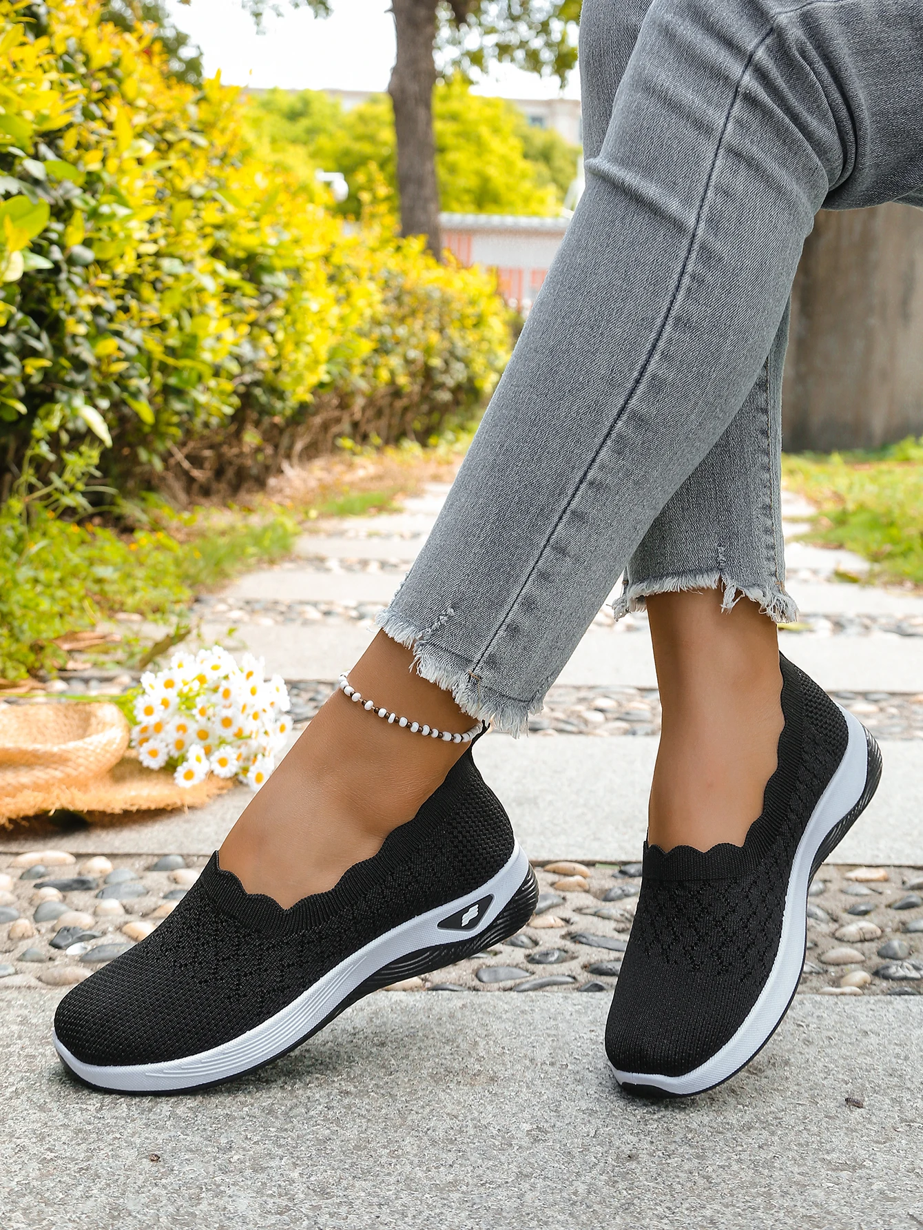 Women shoes Orthopedic Knit Walking Shoes Breathable Slip-On Loafers Soft Non-Slip Wedge Sneakers Comfortable Casual Footwear