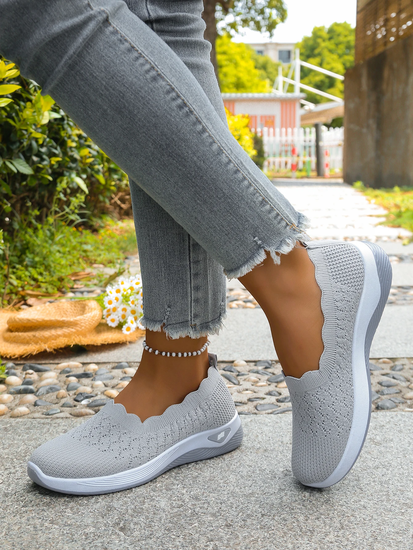 Women shoes Orthopedic Knit Walking Shoes Breathable Slip-On Loafers Soft Non-Slip Wedge Sneakers Comfortable Casual Footwear