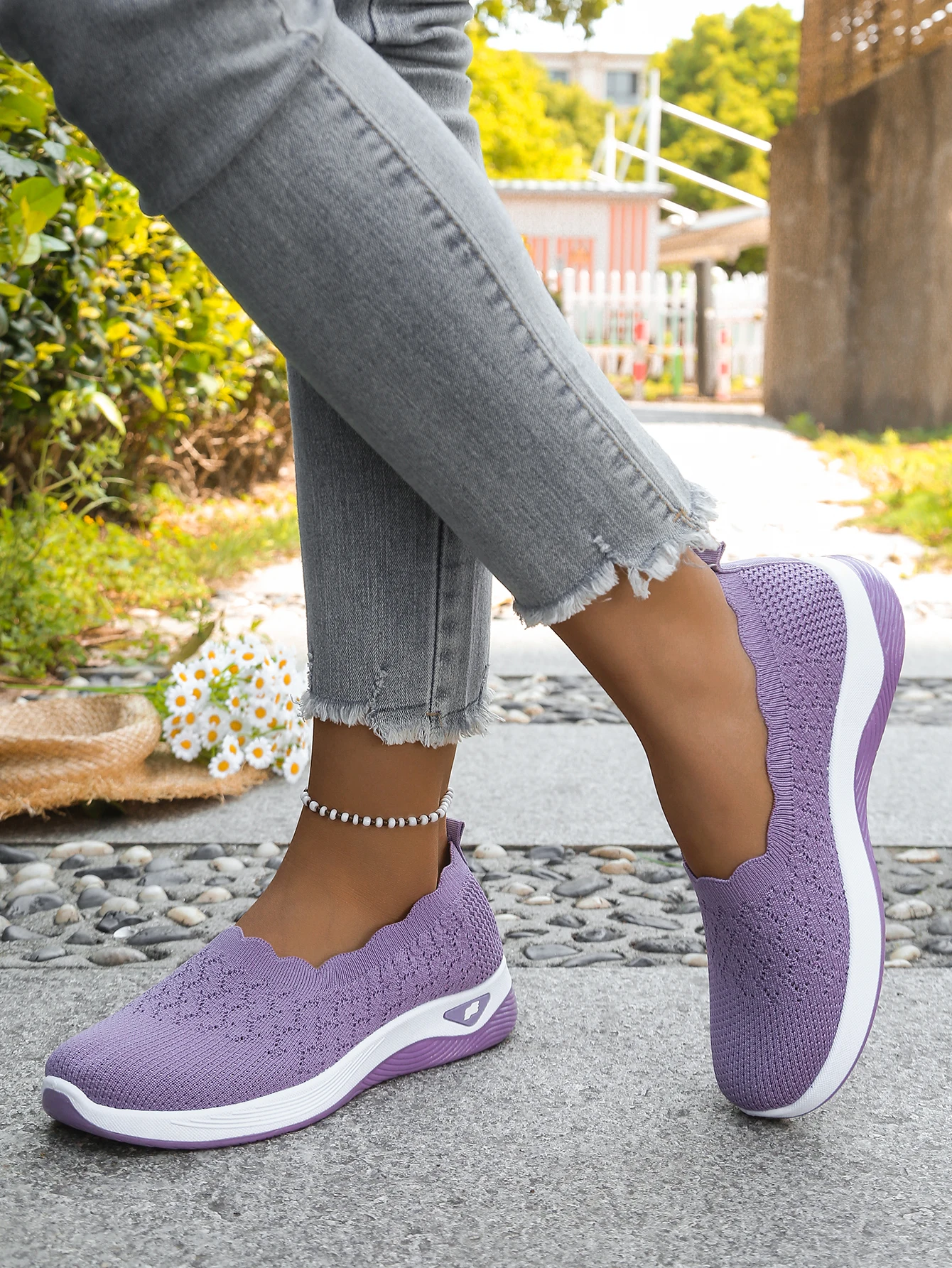 Women shoes Orthopedic Knit Walking Shoes Breathable Slip-On Loafers Soft Non-Slip Wedge Sneakers Comfortable Casual Footwear