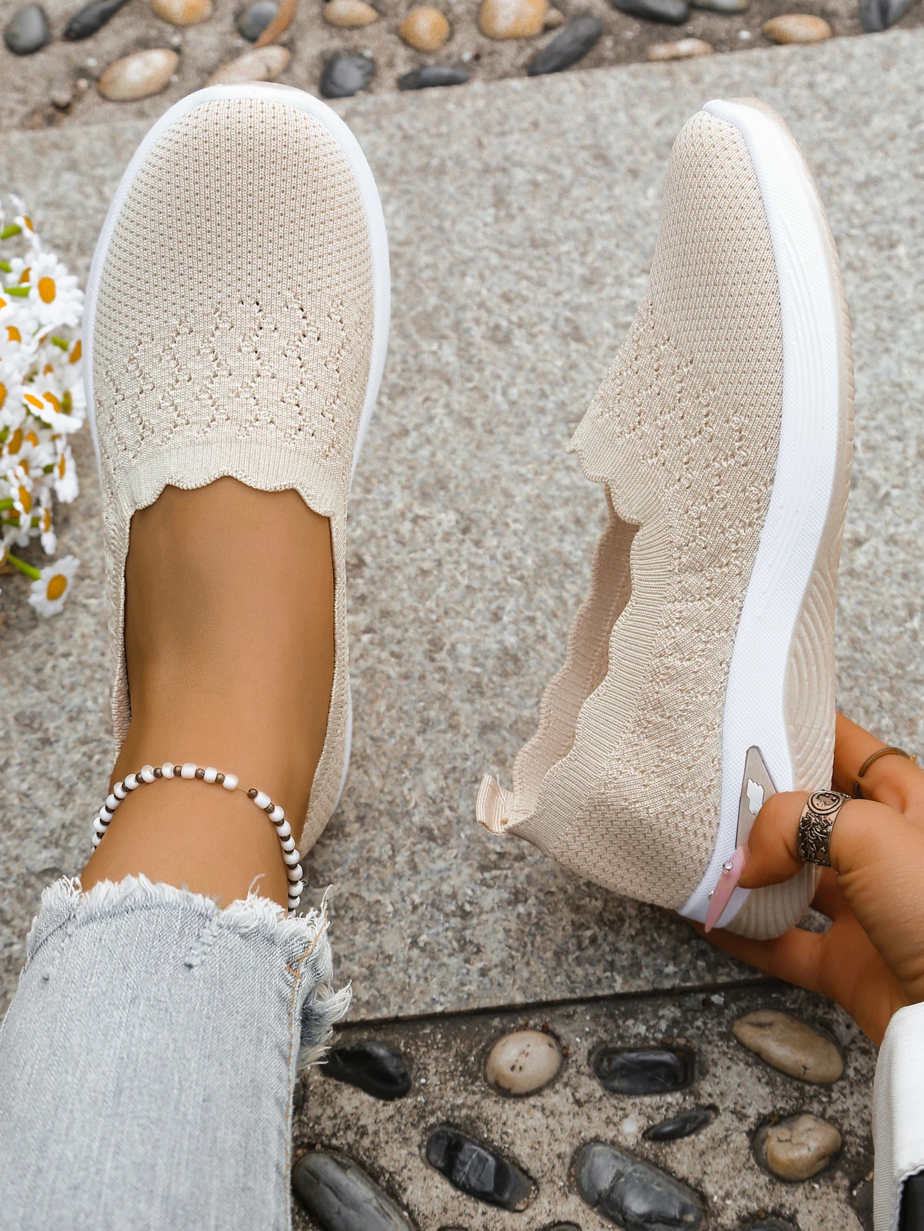 Women shoes Orthopedic Knit Walking Shoes Breathable Slip-On Loafers Soft Non-Slip Wedge Sneakers Comfortable Casual Footwear
