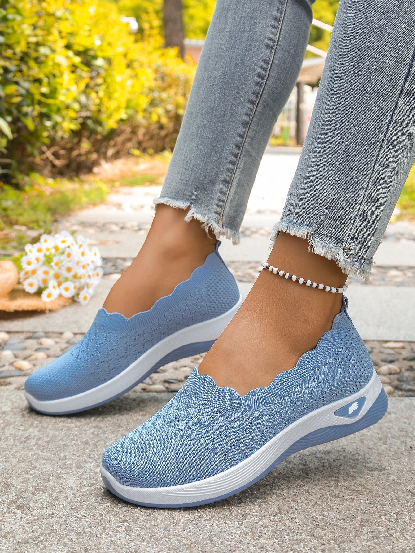 Women shoes Orthopedic Knit Walking Shoes Breathable Slip-On Loafers Soft Non-Slip Wedge Sneakers Comfortable Casual Footwear