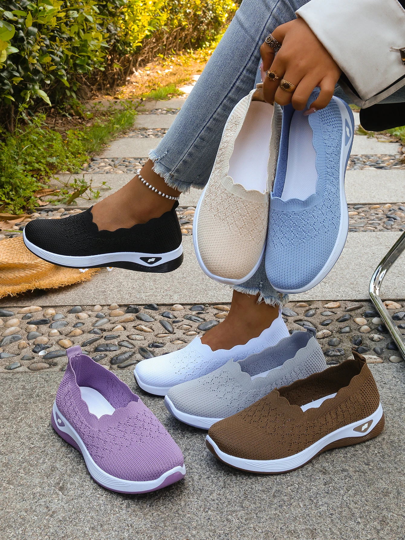 Women shoes Orthopedic Knit Walking Shoes Breathable Slip-On Loafers Soft Non-Slip Wedge Sneakers Comfortable Casual Footwear