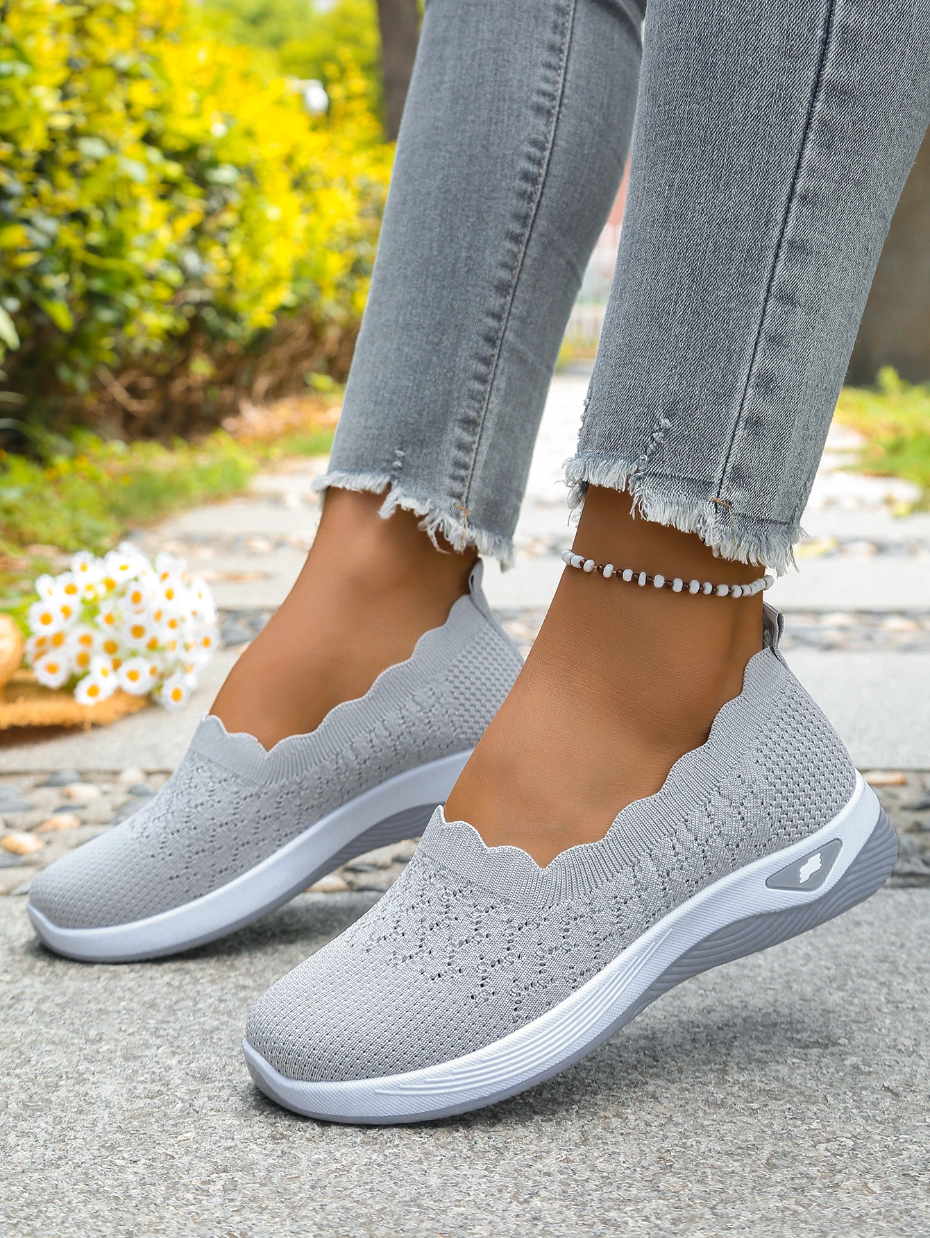 Women shoes Orthopedic Knit Walking Shoes Breathable Slip-On Loafers Soft Non-Slip Wedge Sneakers Comfortable Casual Footwear