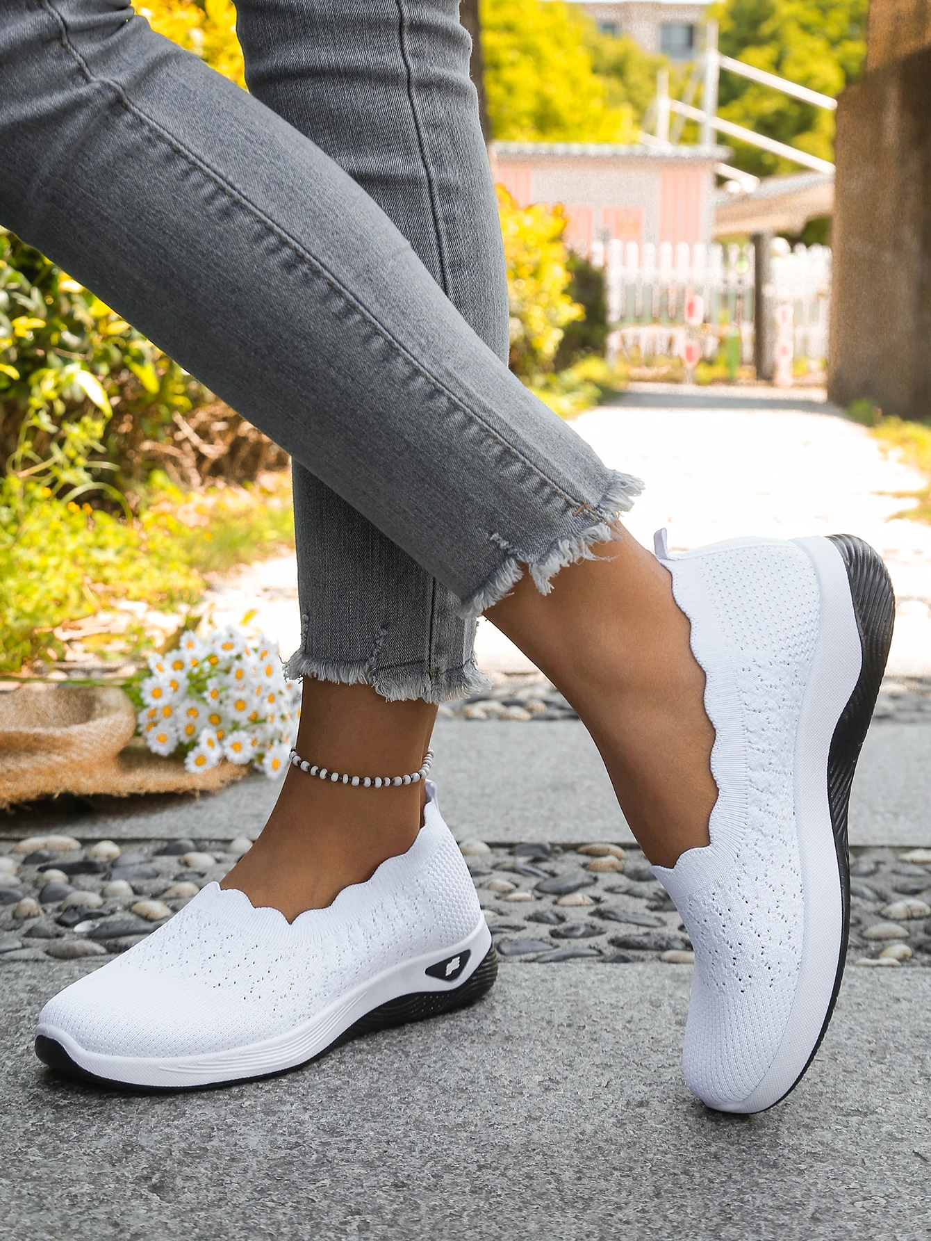 Women shoes Orthopedic Knit Walking Shoes Breathable Slip-On Loafers Soft Non-Slip Wedge Sneakers Comfortable Casual Footwear