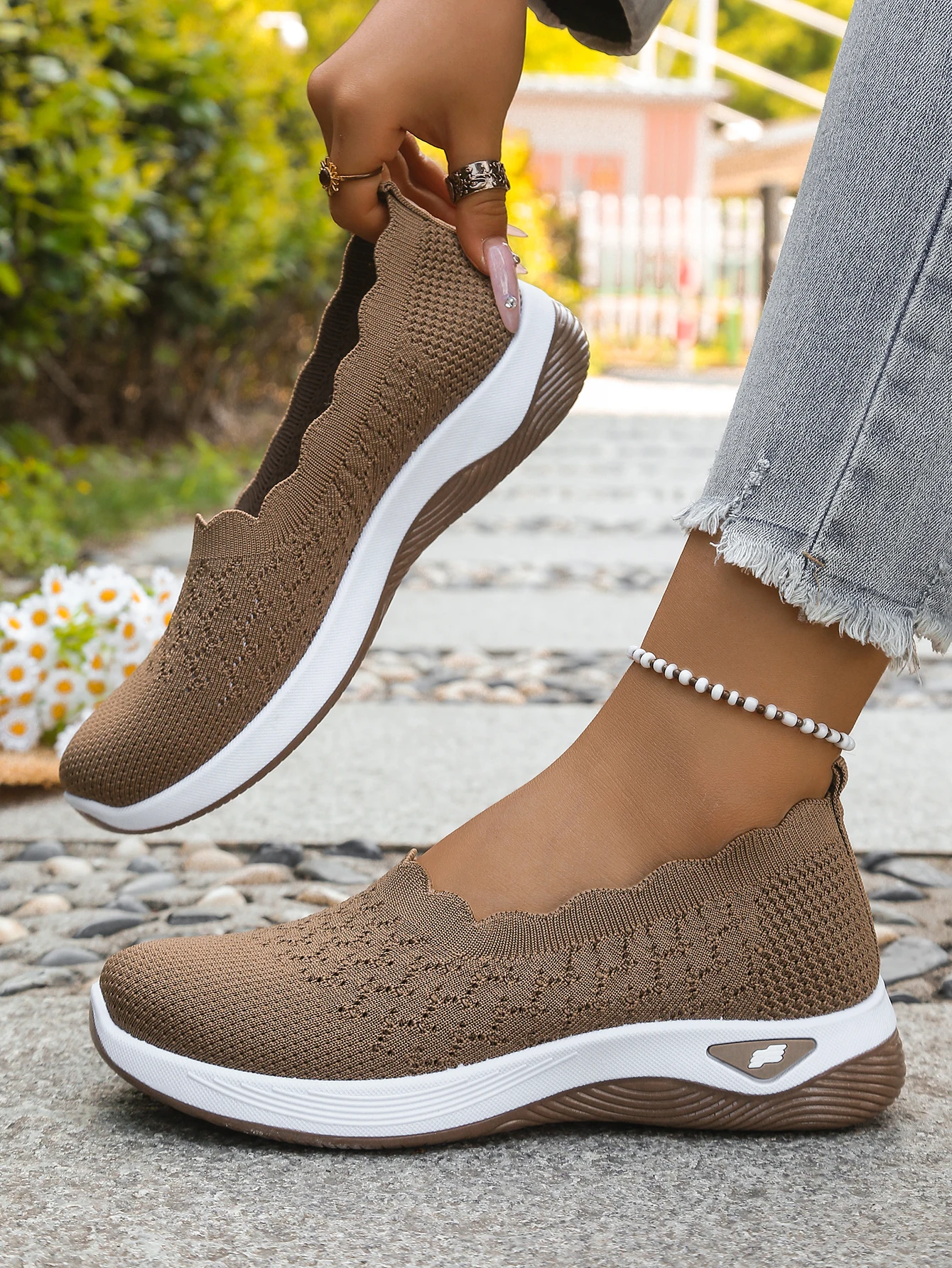 Women shoes Orthopedic Knit Walking Shoes Breathable Slip-On Loafers Soft Non-Slip Wedge Sneakers Comfortable Casual Footwear