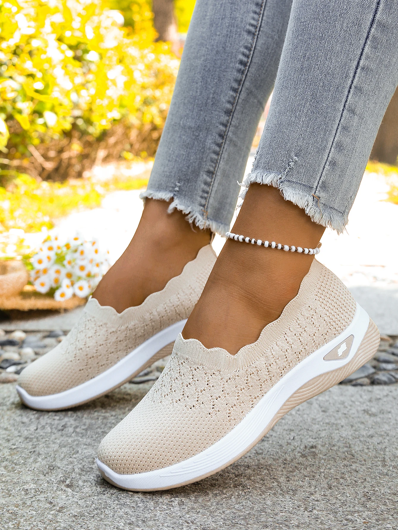 Women shoes Orthopedic Knit Walking Shoes Breathable Slip-On Loafers Soft Non-Slip Wedge Sneakers Comfortable Casual Footwear